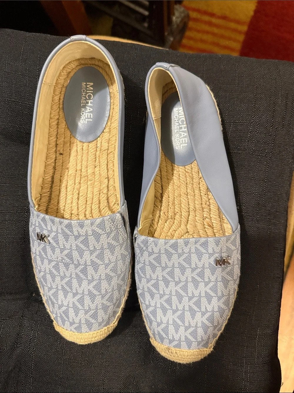 Michael Kors Light Blue MK Logo Espadrille Flats